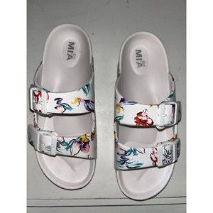 MIA Jasmin Slide Sandals Womens size 6M Adjustable Buckles Double Strap Flowers